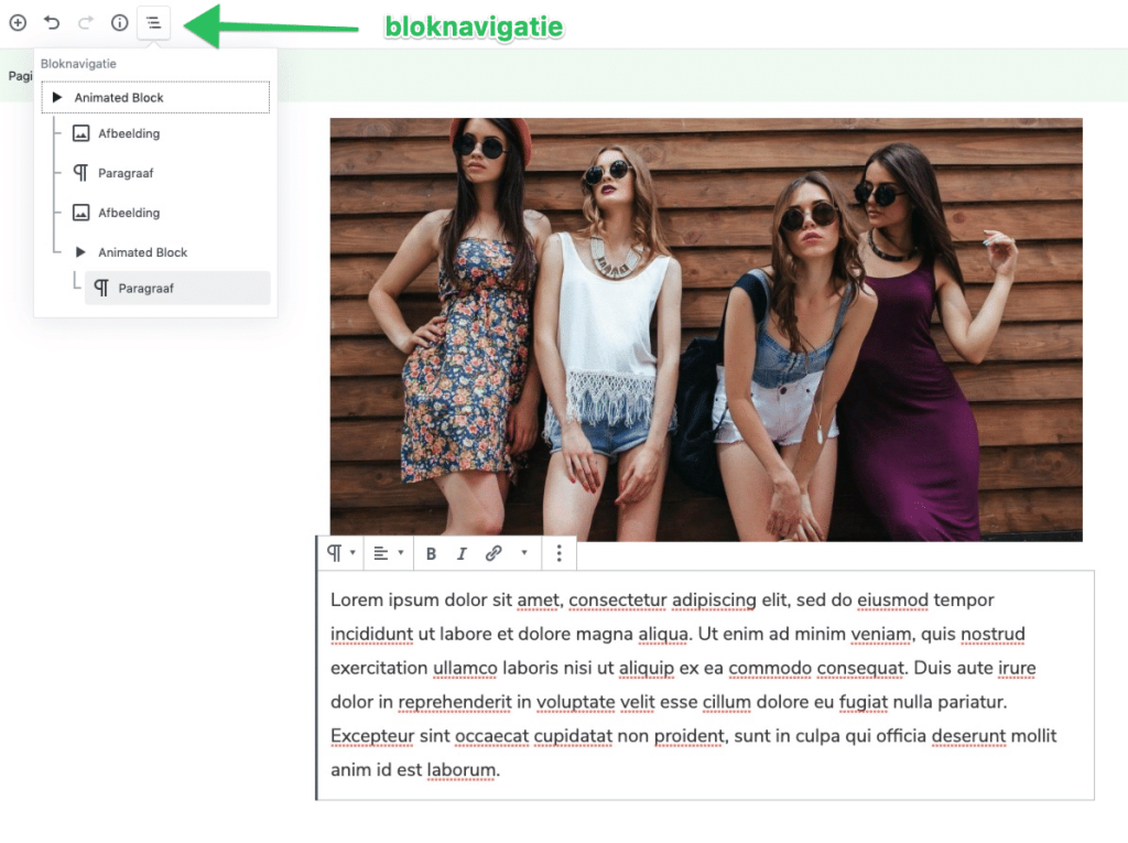 Bloknavigatie bekijken